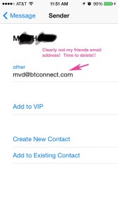 Email Addy not right