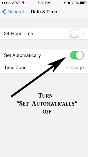 Slide Set Automatically Button over to shut it off