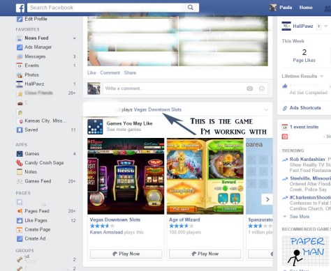 Selecting a Game you no longer want to see on your newsfeed in Facebook